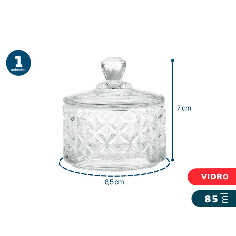 Baleiro De Vidro Diamante 85ml