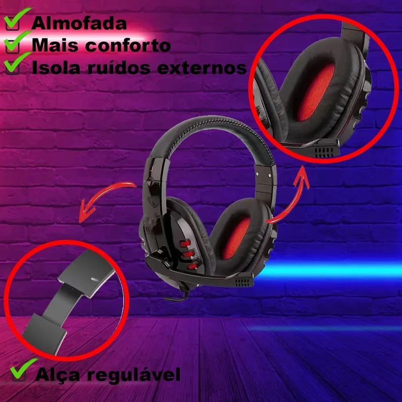 Fone Gamer A-302 P2 Microfone HeadPhone Para Ps4 e PC De Jogo Com Fio