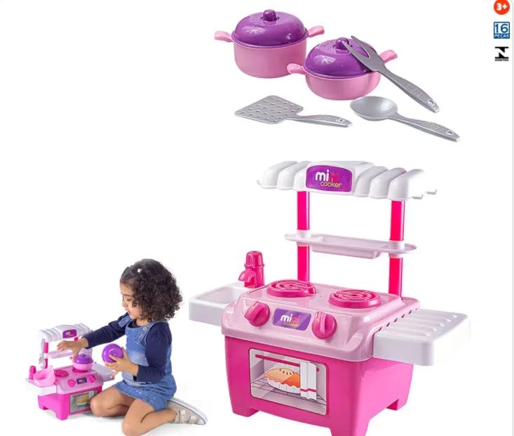 MINI COZINHA BRINQUEDO INFANTIL COM FOGAO + TALHERES E ACESSORIOS MINI COOKER