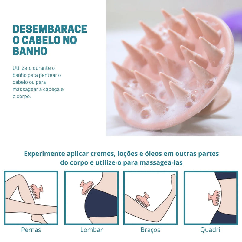 Escova de massagem de silicone para couro cabeludo