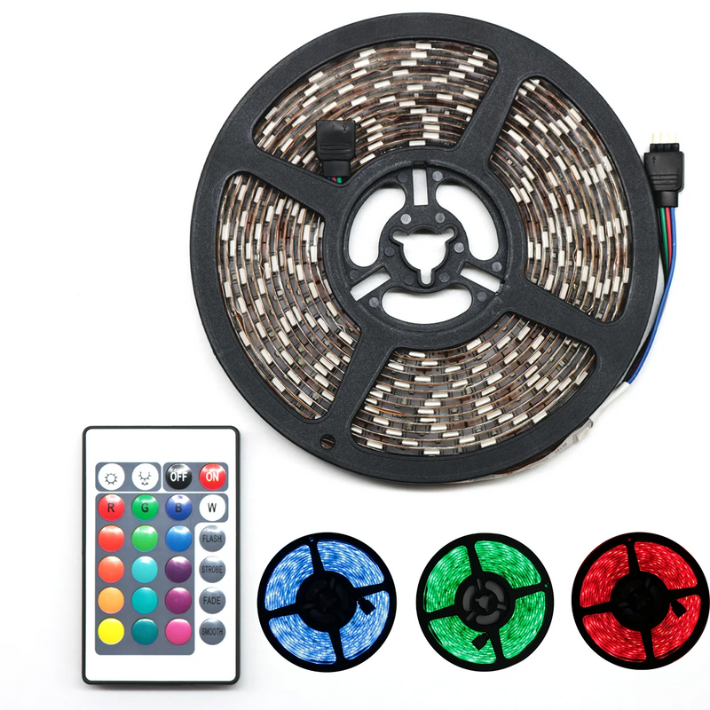 Fita Led Rgb 5050 Rolo 5metros Ip65 + Controle + Fonte 12v Bivolt